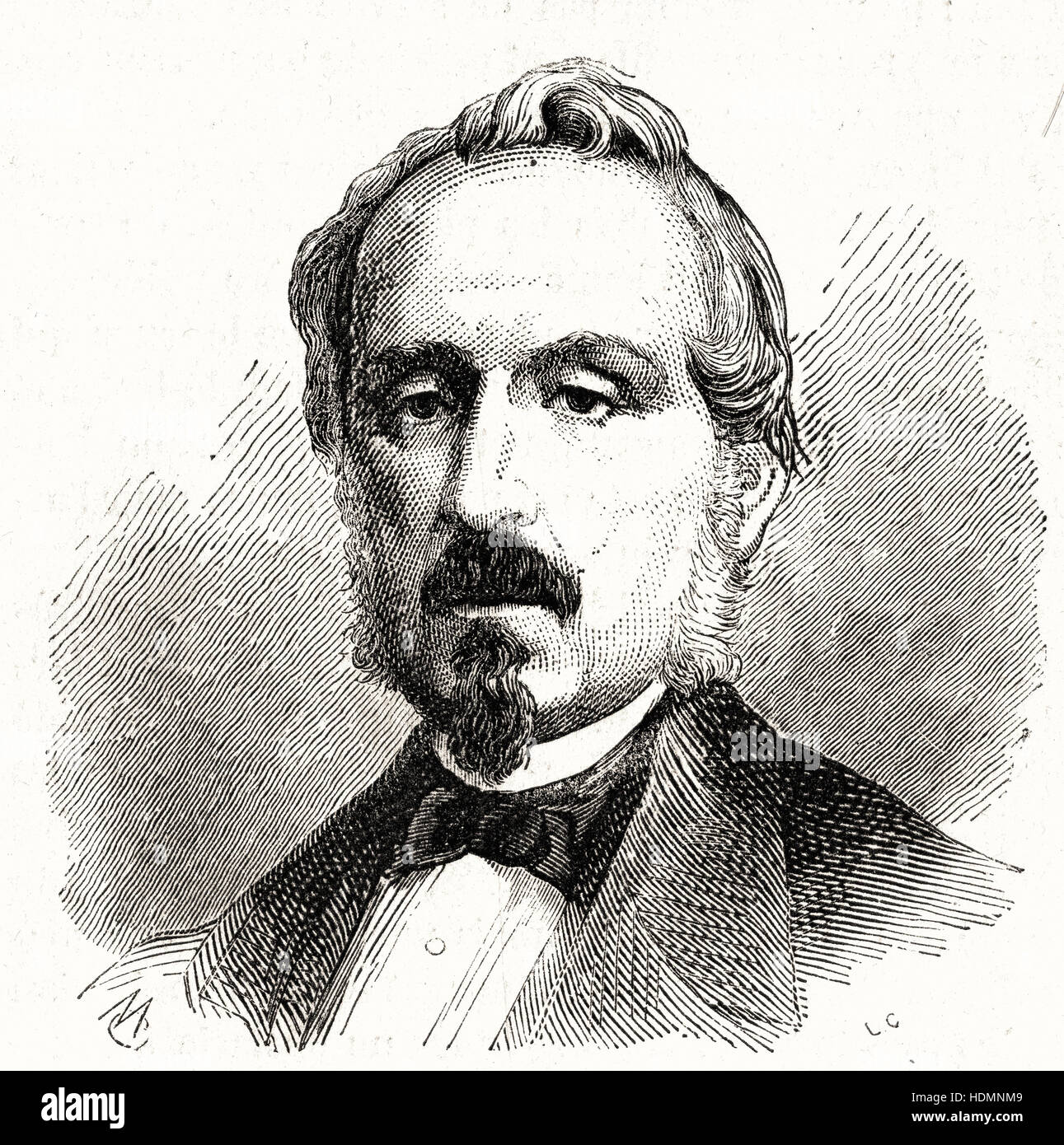 Abbildung 1862 Gravur Generalminister Durando Stockfoto