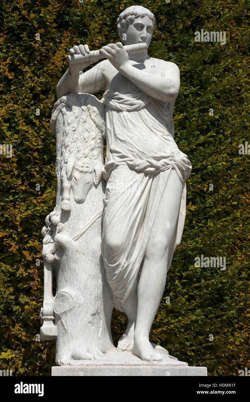 Barockplastik, Quecksilber, Schloss Schönbrunn, Schönbrunn, Wien, Österreich Stockfoto