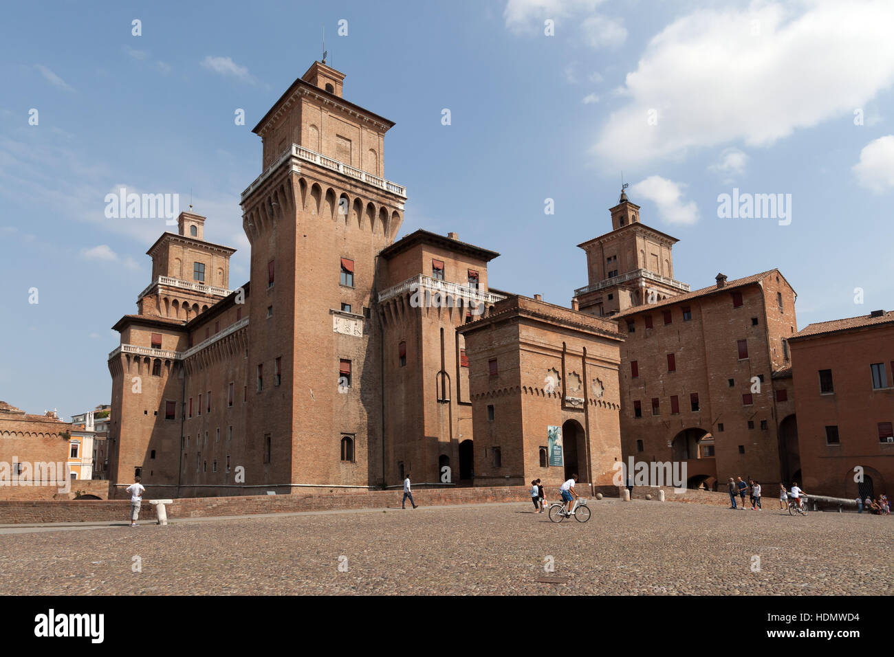 Castello Estense ('Este Schloss') oder das Castello di San Michele, Ferrara, Italien. Stockfoto