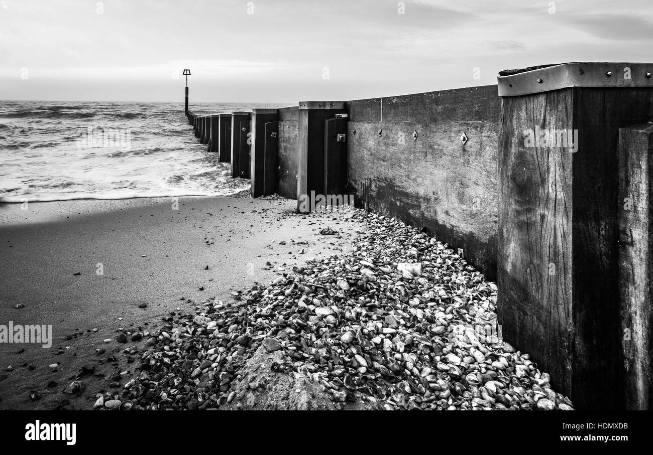Bournemouth Buhne in schwarz / weiß Stockfoto