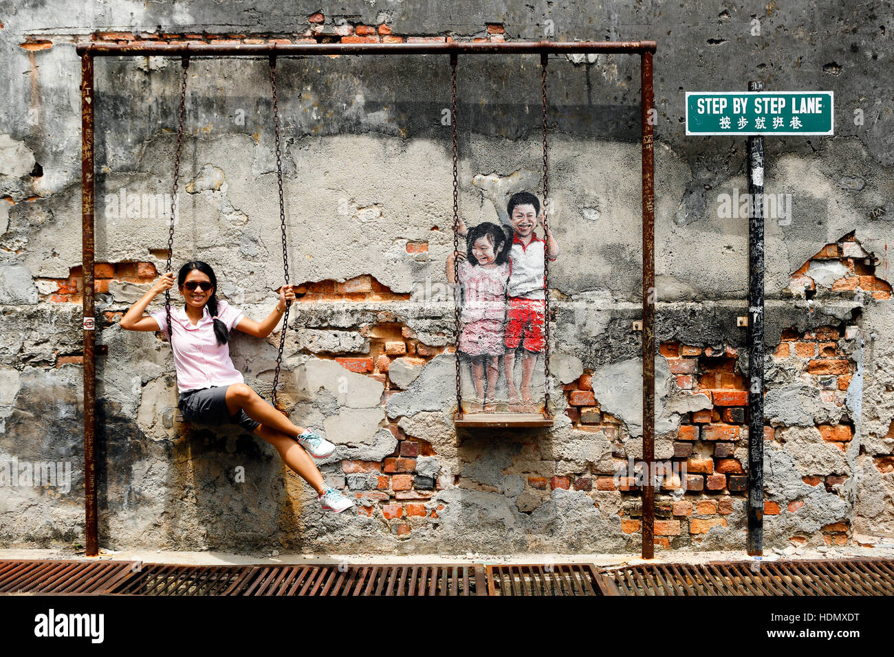 Georgetown Penang Wand Wandbild Streetart Stockfoto