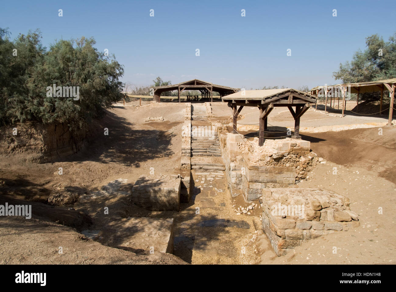 Baptism Site "Bethany Beyond the Jordan" (Al-Maghtas) am östlichen Ufer des Jordans Stockfoto