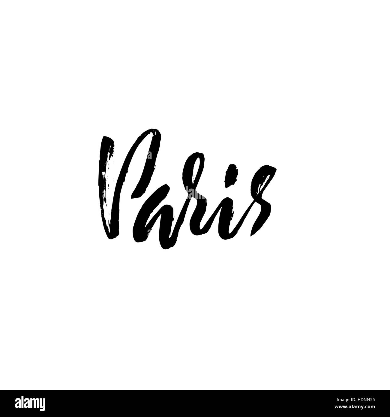 Handgeschriebene Schrift Plakat für Ihr Design. Kreative Typografie. Die Hand gezeichnete Grußkarte mit Text Paris. Vektor-illustration Stock Vektor