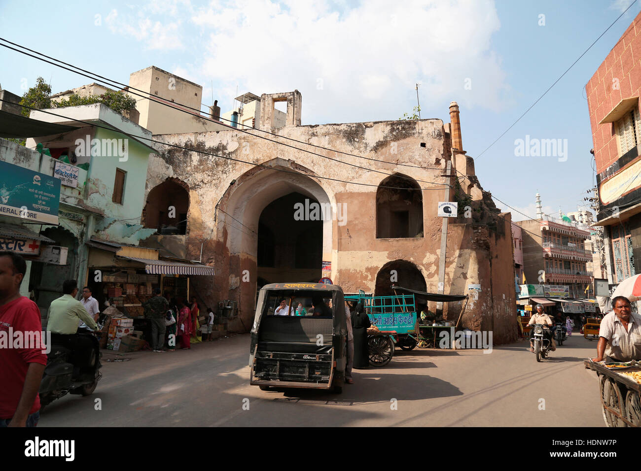 Blick auf Delhi Tor, Ajmer Indien Stockfoto