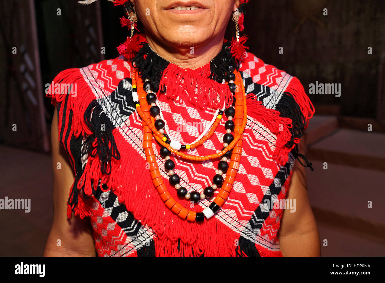Traditionelle Kleidung der Rengma Stamm aus Nagaland Indien. Tribal-Festival in Ajmer, Rajasthan, Indien Stockfoto