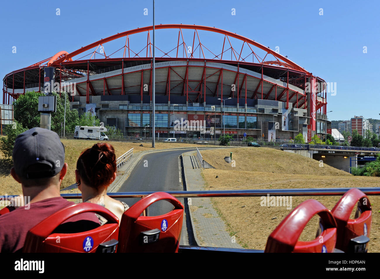 Bus-Tour, Estadio da Luz, Damon Lavelle Architekt, Benfica-Fußballstadion, Lisboa, Lissabon, Portugal Stockfoto