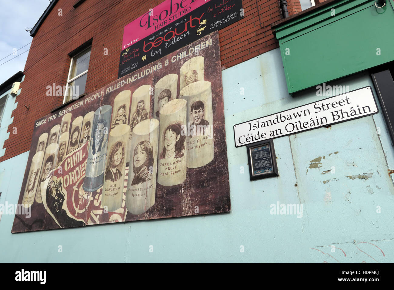 Belfast fällt Rd republikanischen Wandbild, bürgerliche Ordnung, Islandbawn Straße Stockfoto