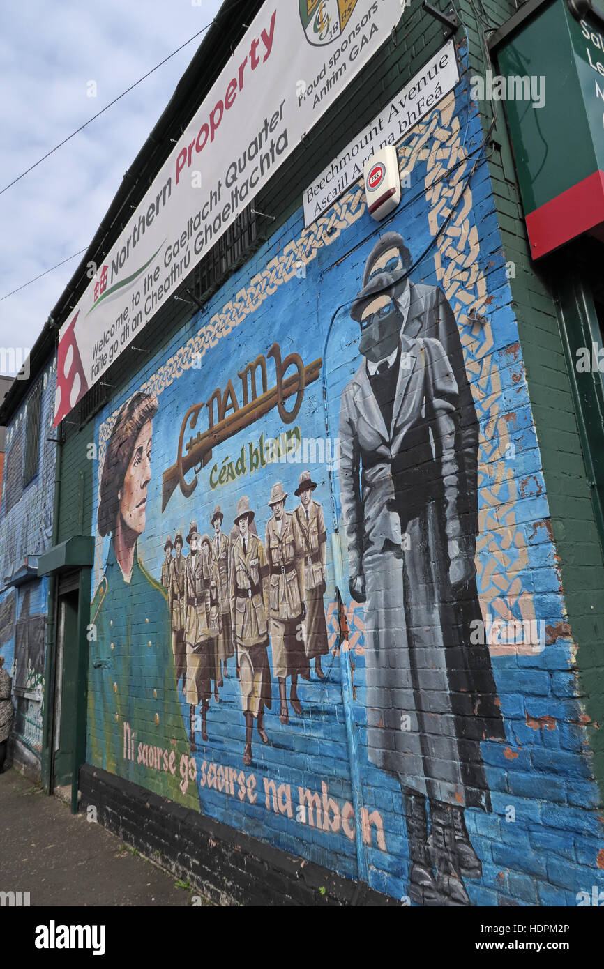 Belfast fällt Rd republikanischen Wandbild am Beechmount Ave, weibliche Widerstand Stockfoto