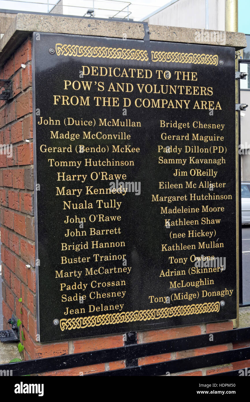 Falls rd, Kriegsgefangenen Garten der Erinnerung, IRA-Mitglieder getötet, verstorben auch Ex-Häftlinge, West Belfast, NI, UK Stockfoto