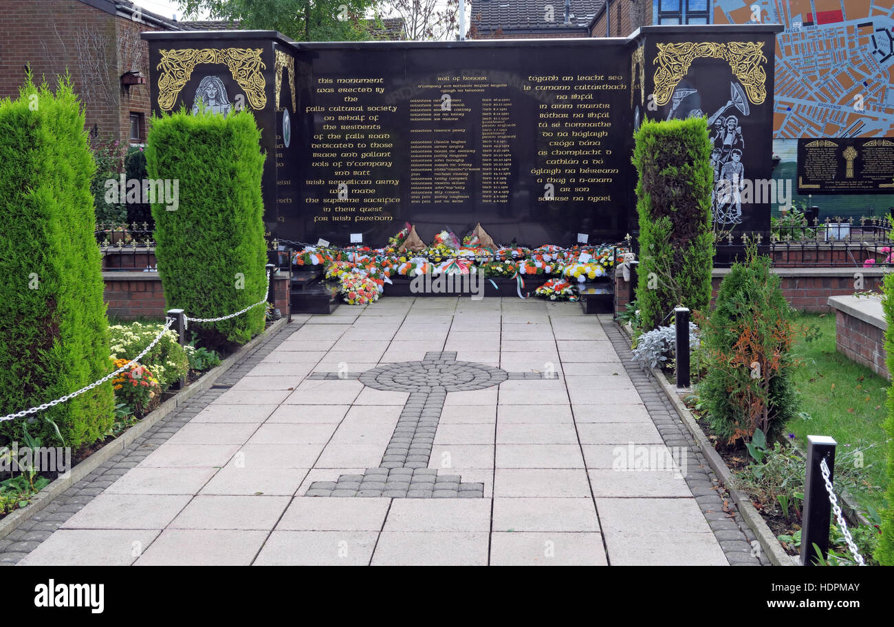 Falls rd, Garten der Erinnerung, IRA-Mitglieder getötet, verstorben auch Ex-Häftlinge, West Belfast, NI, UK Stockfoto