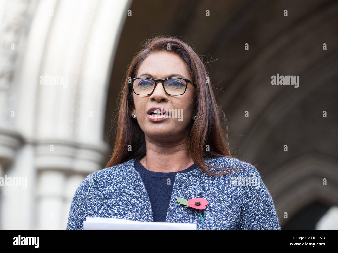 SCM Private Mitbegründer Gina Miller spricht vor dem High Court während ihre Herausforderung, die Brexit Entscheidung der Regierung Stockfoto