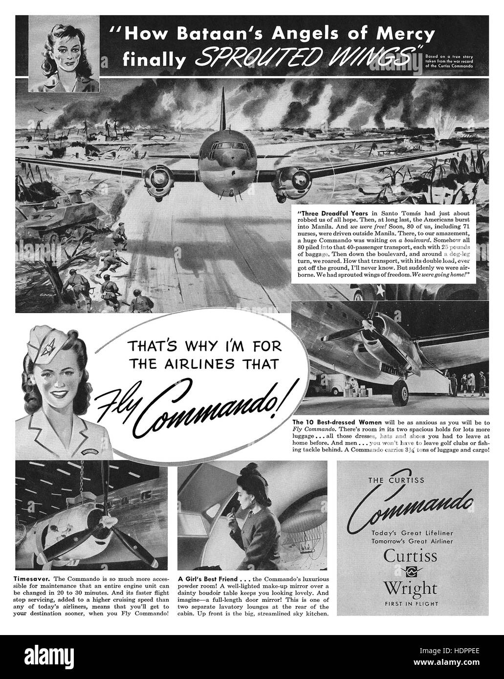 1945 US-Werbung für die Curtiss Kommando Stockfoto