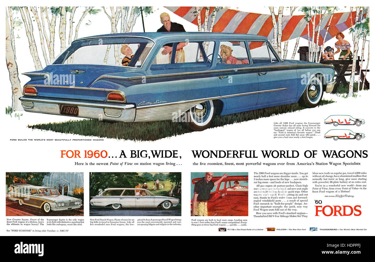 1959 USA Werbung für 1960 Ford Kombis Stockfoto