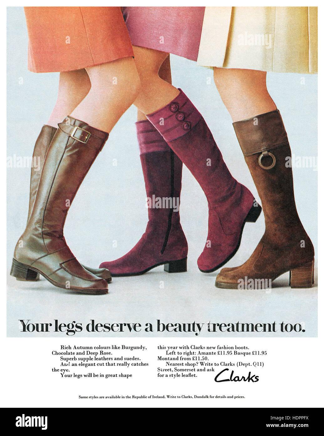 1972 britische Werbung für Clarks Stiefel Stockfoto