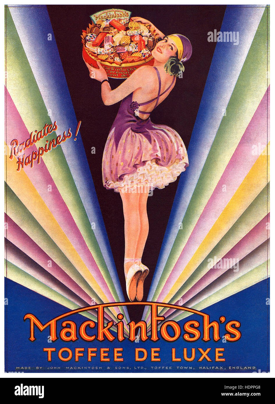 1931 britische Werbung für Mackintoshs Toffee De Luxe Stockfoto
