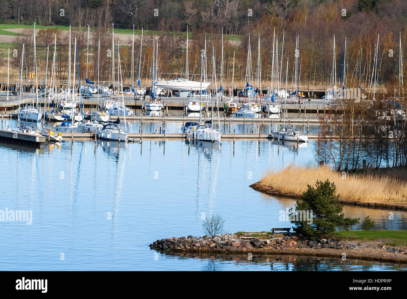 Parkplatz für Yachten auf den Inseln der Ostsee Stockfoto