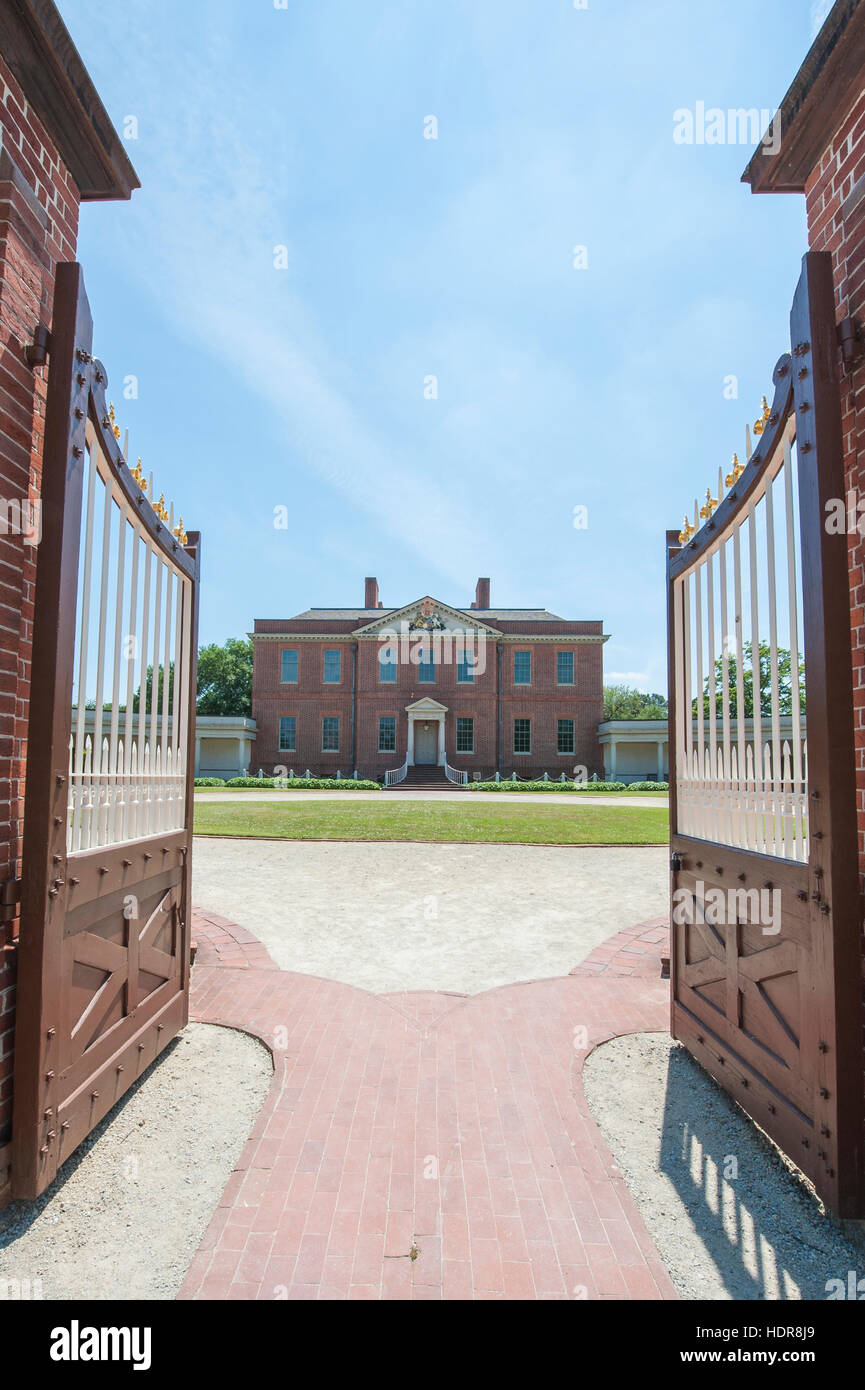 Eingangstore des Tryon Palace, New Bern, North Carolina, USA