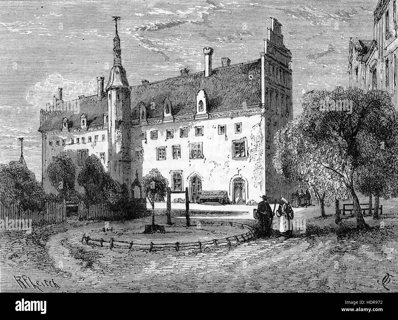 MARTIN LUTHER (1483-1546) Lutherhaus in Wittenberg um 1850 Stockfoto