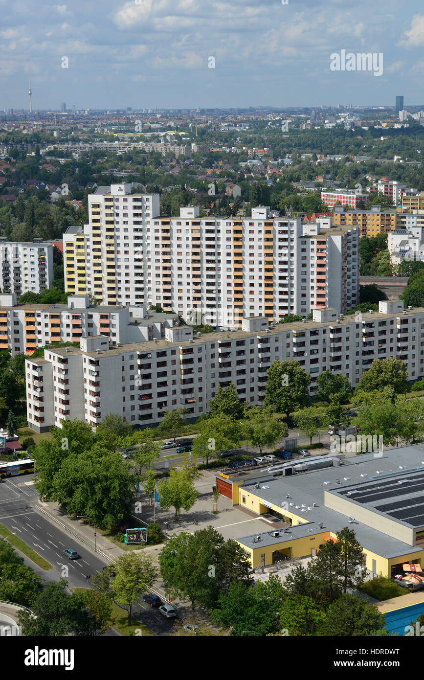 Hochhaeuser, Fritz-Erler-Allee, Gropiusstadt, Neukölln, Berlin, Deutschland Stockfoto