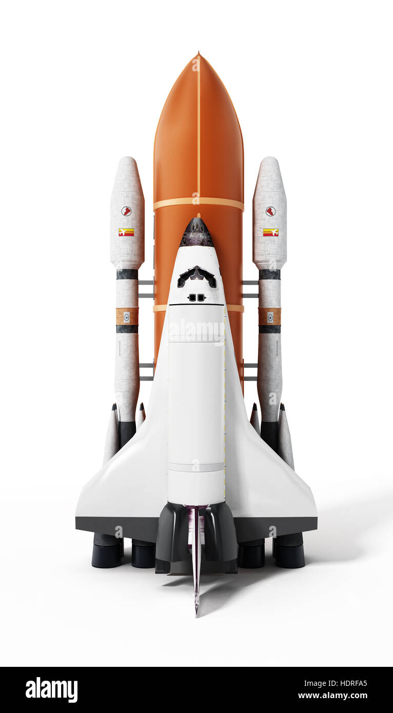 Raketenstarts mit Space Shuttle ab. 3D Illustration. Stockfoto