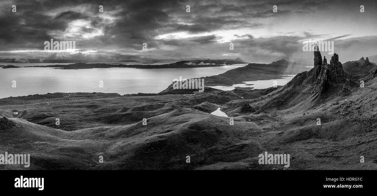 Alte Mann der Storr - iconic Ort in Schottland, Großbritannien - beliebte Touristenattraktion, photographer's Paradise Stockfoto