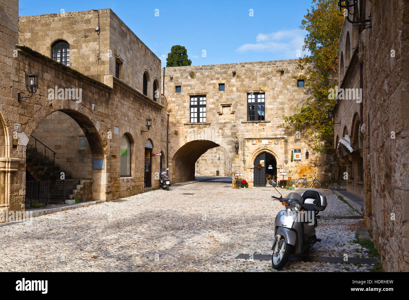 Kollakio Stadt-Viertel in der historischen Altstadt von Rhodos. Stockfoto