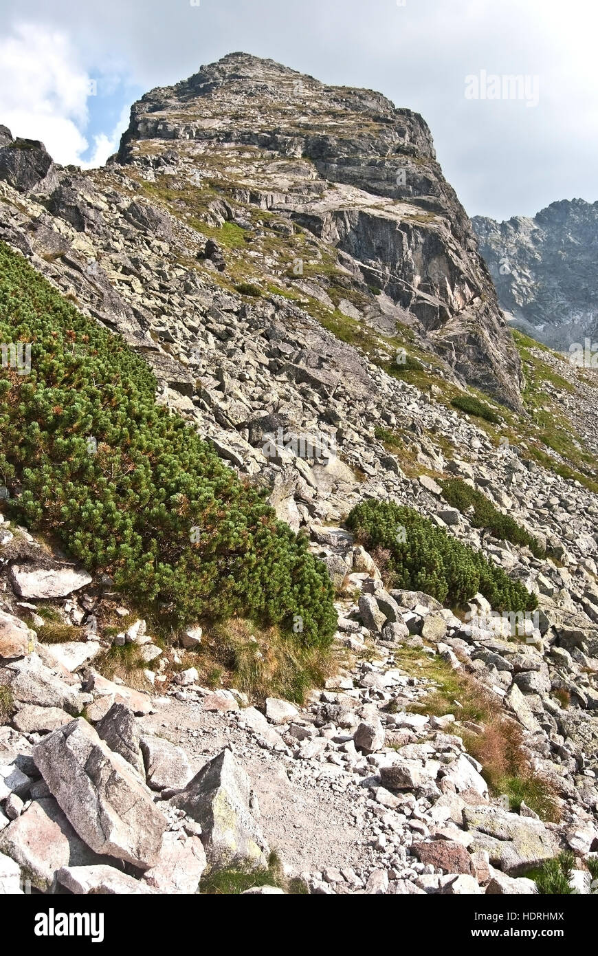 Koscielec Berg oben dolina gasienicowa Tal im polnischen Teil der Hohen Tatra Stockfoto