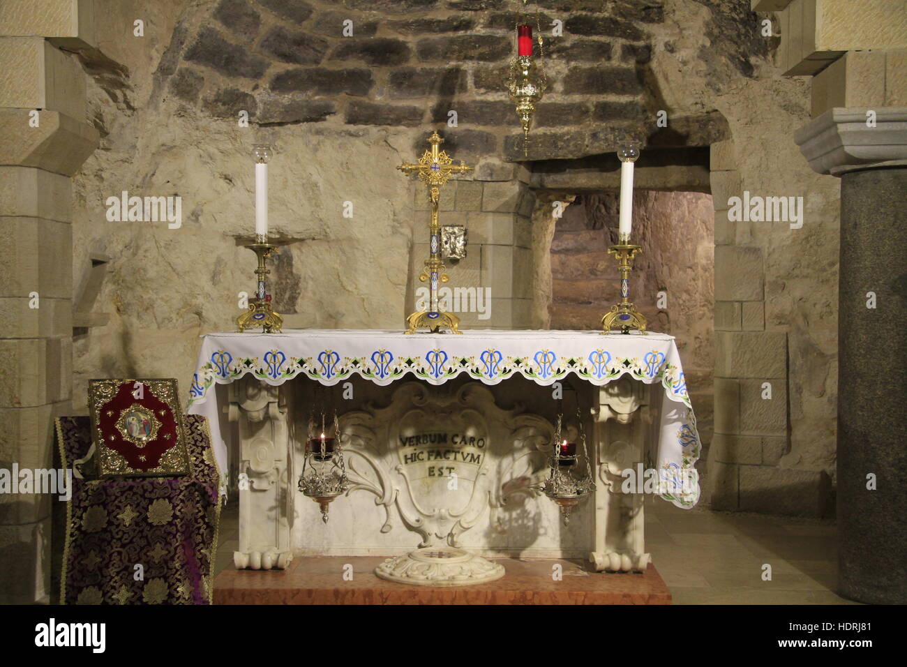 Israel, die Grotte der Verkündigung in der Kirche der Verkündigung in Nazareth Stockfoto