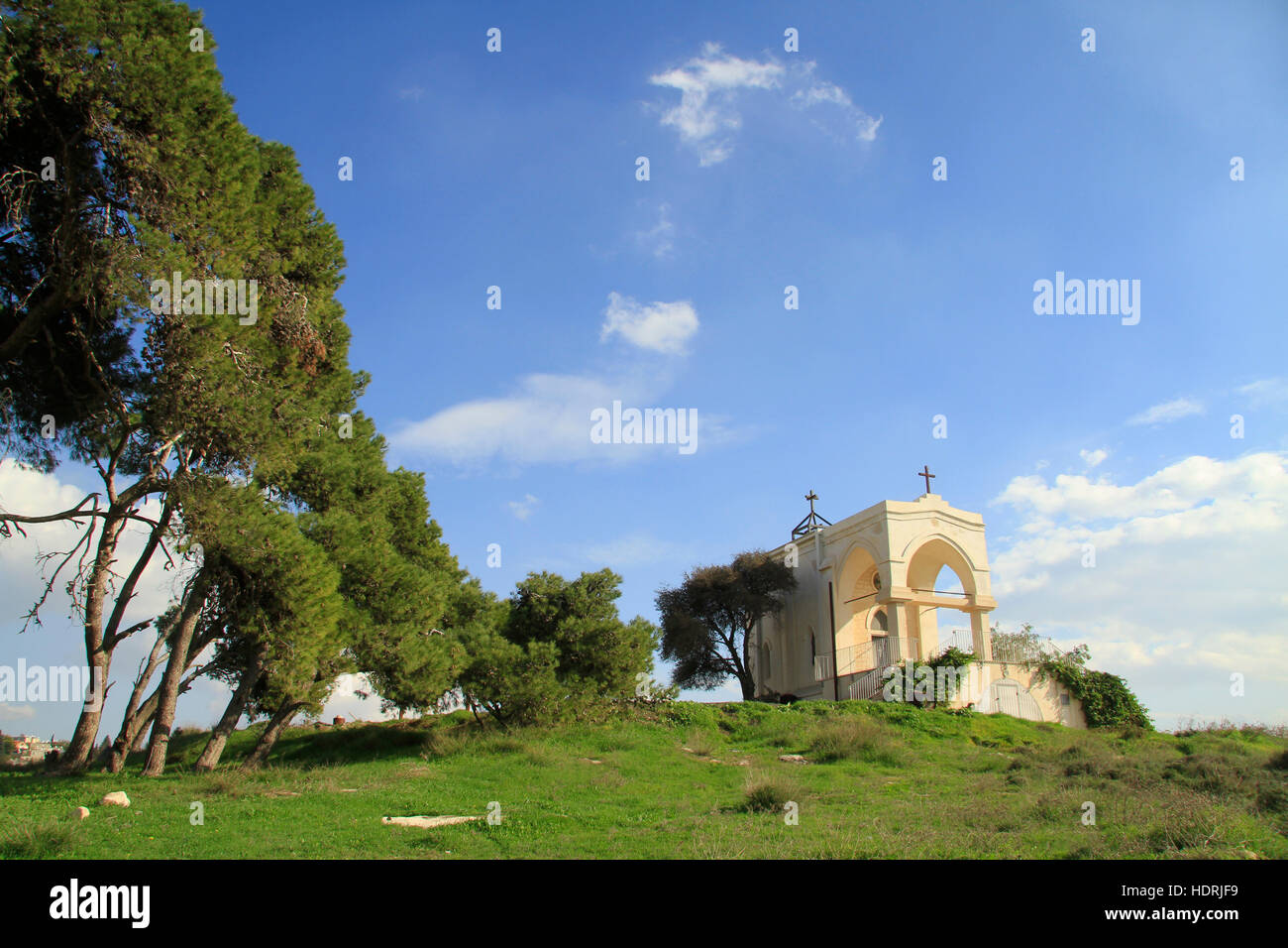 Israel, Nazareth, der Franziskaner "Marias Angst" Kirche auf einem Hügel namens "Angst Berg" Stockfoto