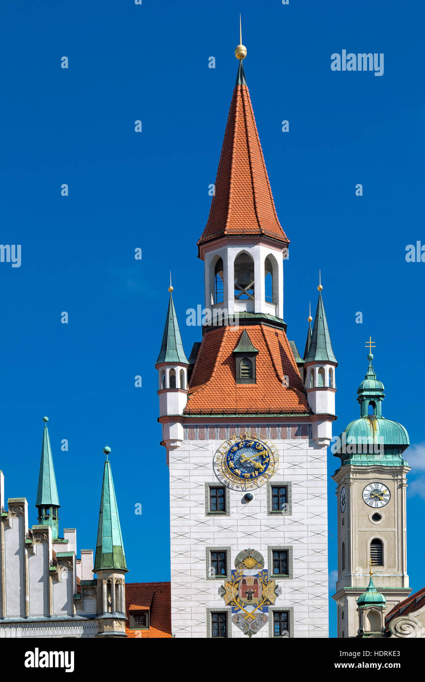 Altes Rathaus am Marienplatz, München Stockfoto