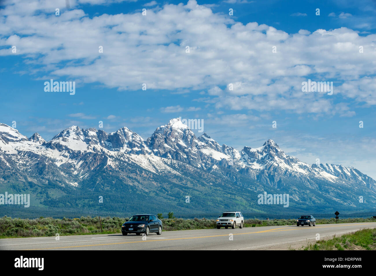 Fahrt durch die Wildnis des Grand Teton National Park Stockfoto
