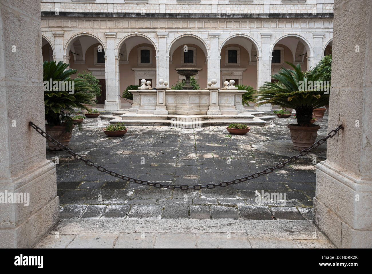 Kloster Hof Brunnen, einem der bekanntesten Abteien in der Welt der Abtei von Montecassino, Cassino, Italien, Europa, Stockfoto