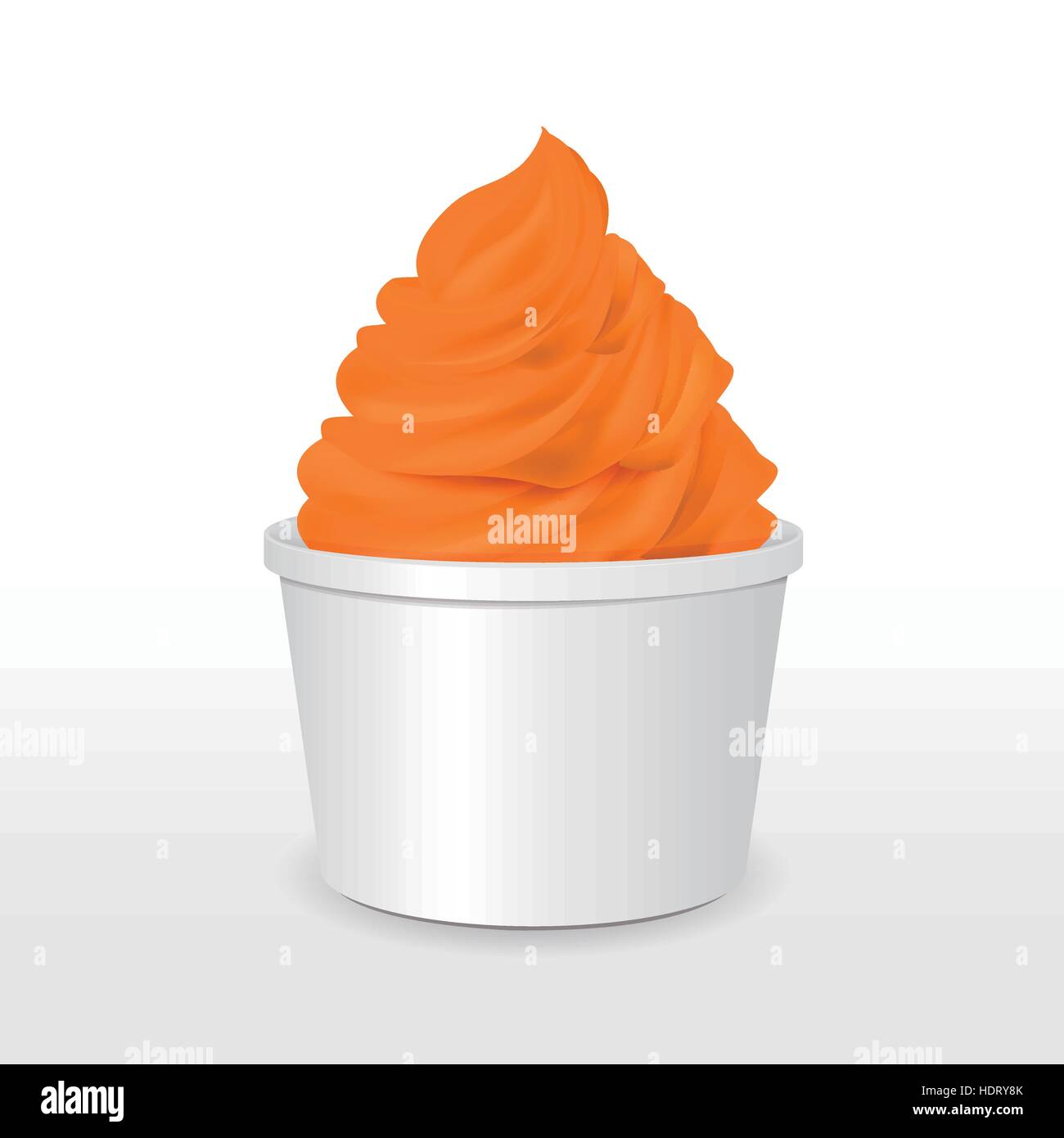 leere Pappbecher mit orange Eis isoliert auf weißem Hintergrund Stock Vektor