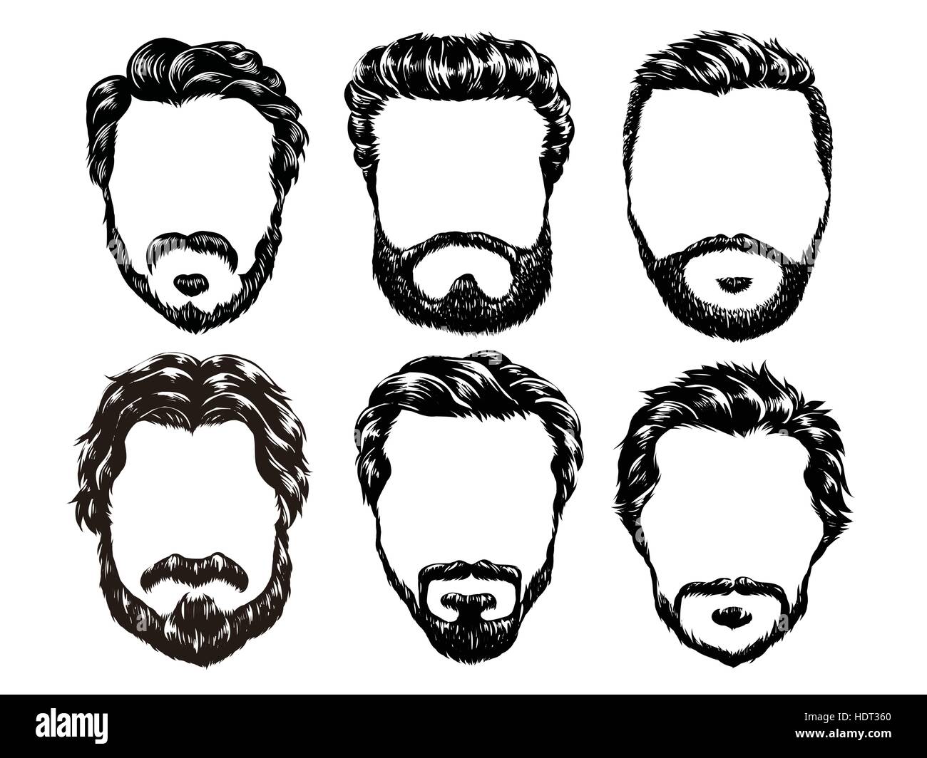 Handgezeichnete Hipster Mode Manner Haare Und Barte Set Stock Vektorgrafik Alamy