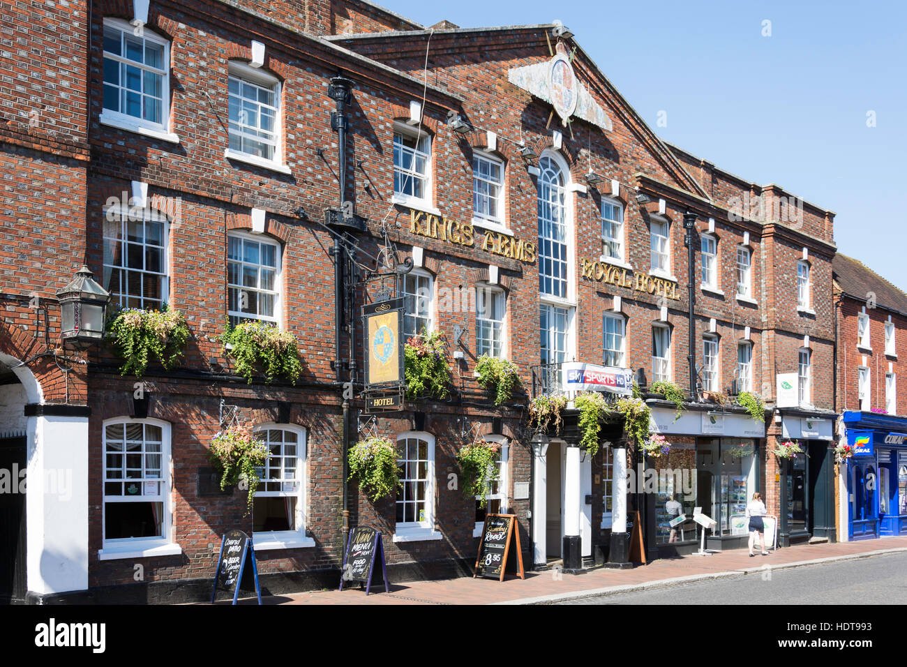 17. Jahrhundert Kings Arms Royal Hotel, High Street, Godalming, Surrey, England, Vereinigtes Königreich Stockfoto