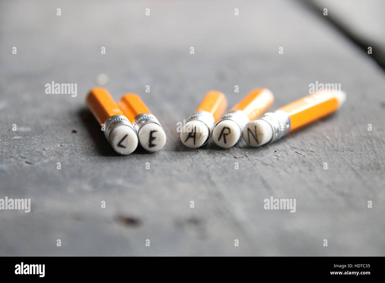 Inschrift auf Bleistift zu lernen Stockfoto