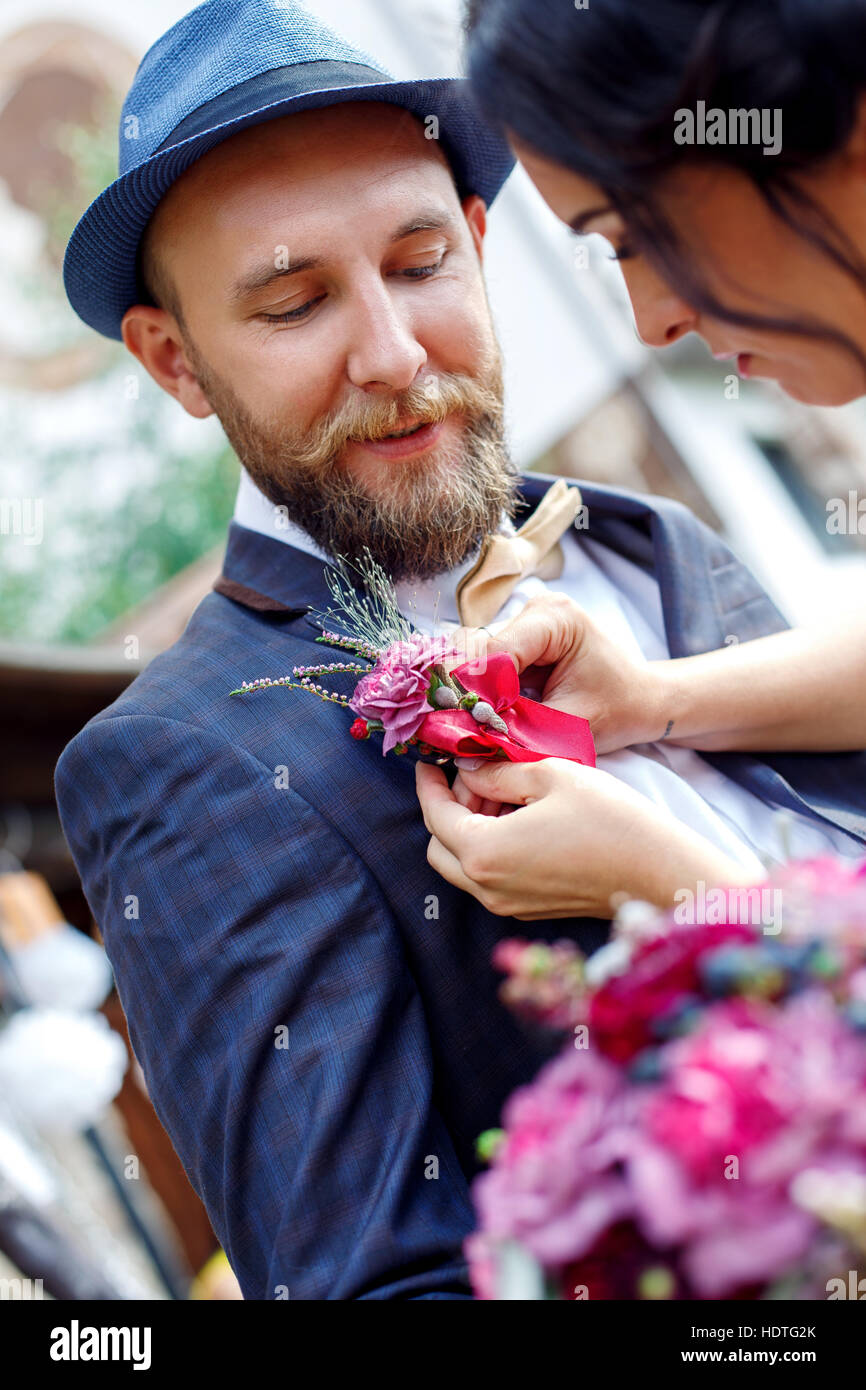 Liebespaar, gerade geheiratet Stockfoto