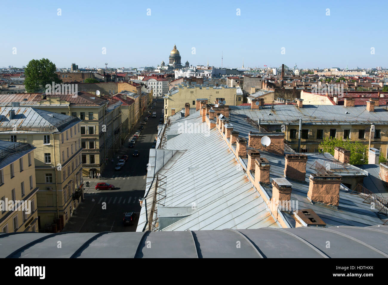 Blick auf Häuser in der Innenstadt in Sankt Petersburg Stockfoto