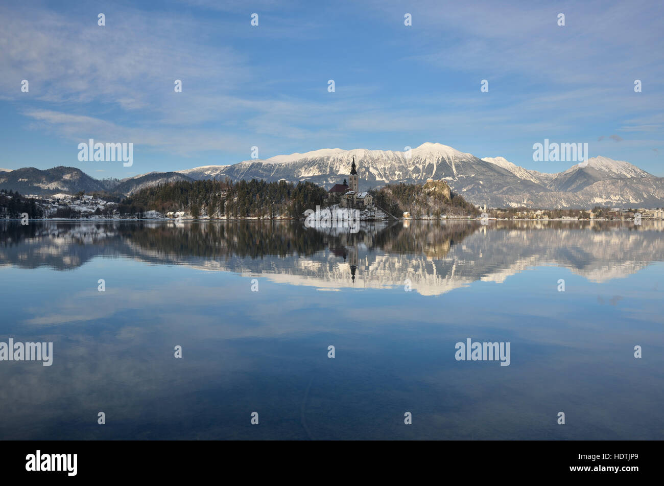 See im Winter, Julischen Alpen, Slowenien Bled Stockfoto