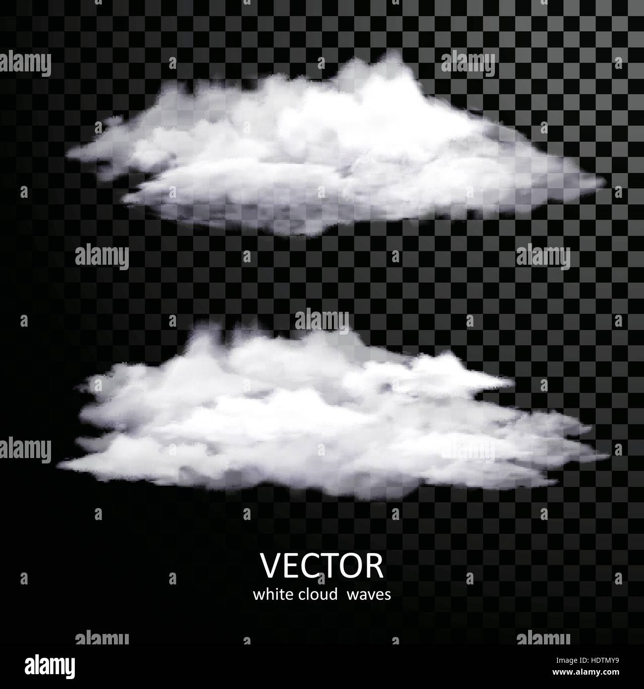 verschiedene weiße Wolken Sammlung auf transparenten Hintergrund Stock Vektor