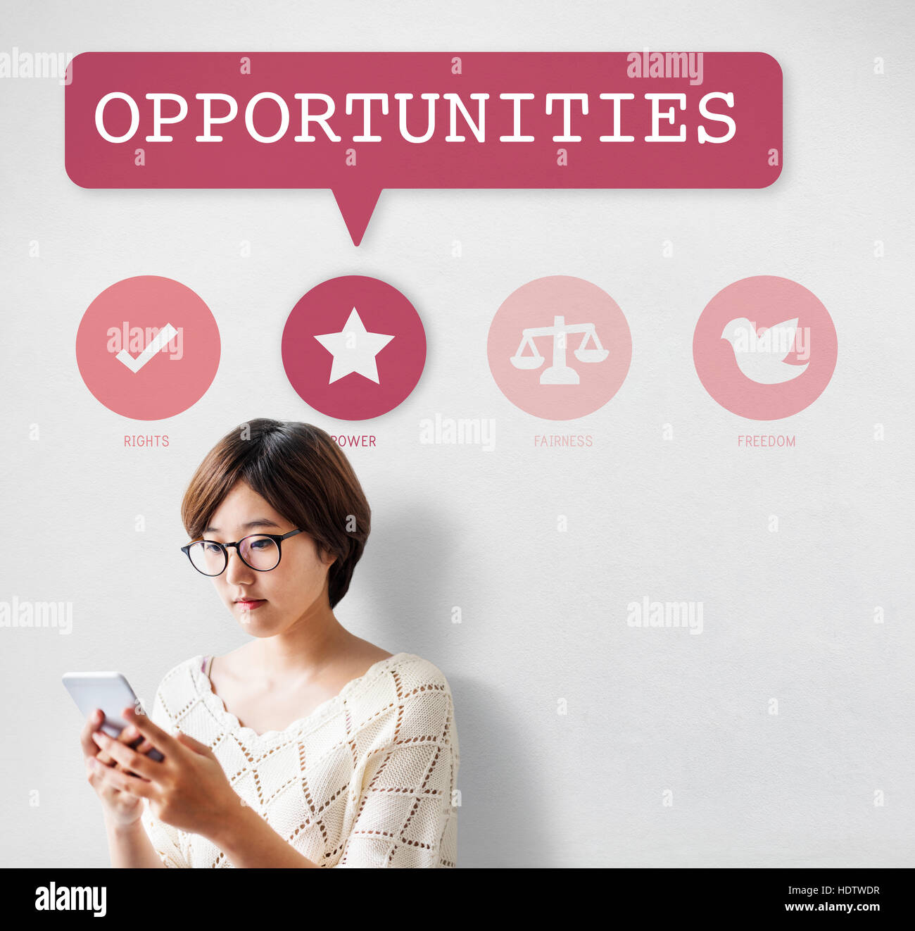Frauen Gleichberechtigung Möglichkeiten Fairness Feminismus Rechtekonzept Stockfoto