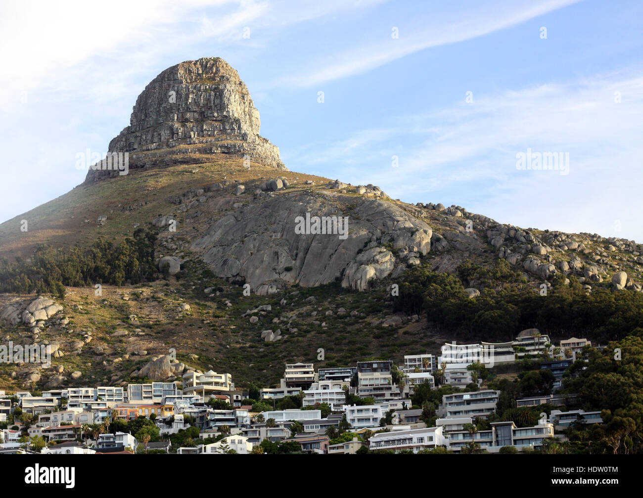 Blick auf Lion es Head Peak in Kapstadt, Südafrika Stockfoto