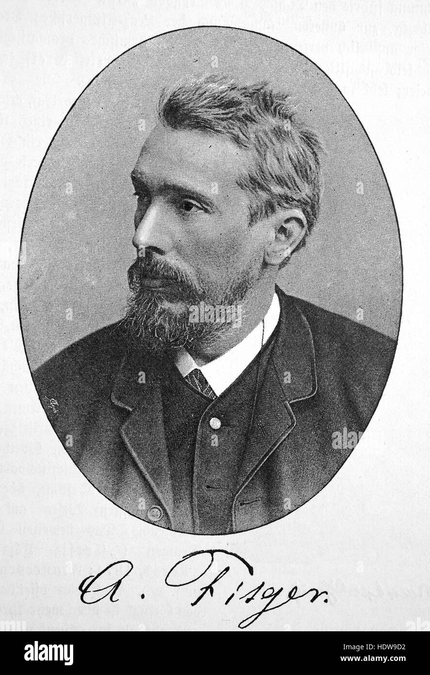 Arthur Heinrich Wilhelm Fitger, 1840-1909, deutscher Maler, Kunstkritiker, Dramatiker und Dichter, Holzschnitt aus dem Jahr 1880 Stockfoto
