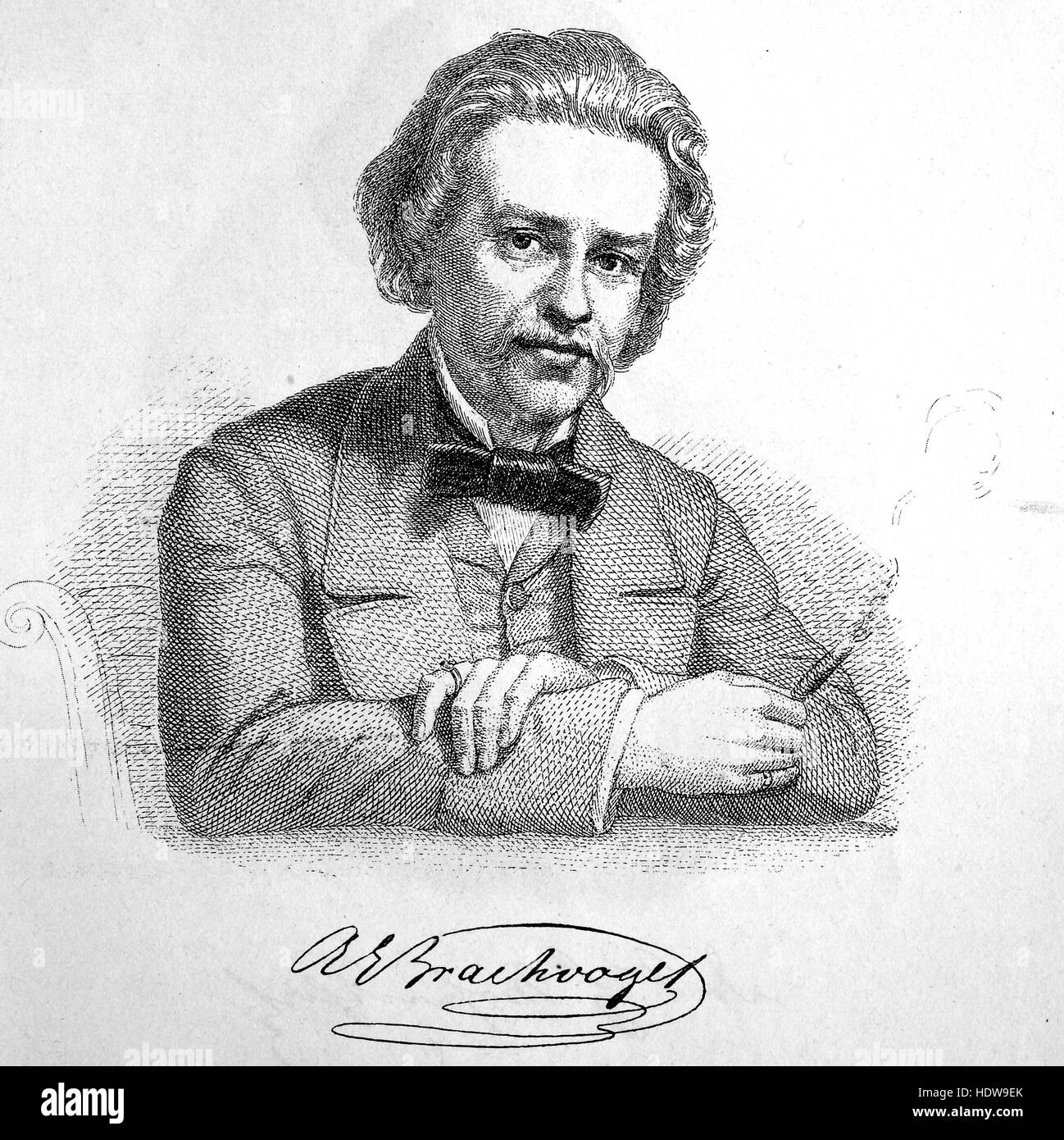 Albert Emil Brachvogel, 1824-1878, ein deutscher Schriftsteller., Holzschnitt aus dem Jahr 1880 Stockfoto