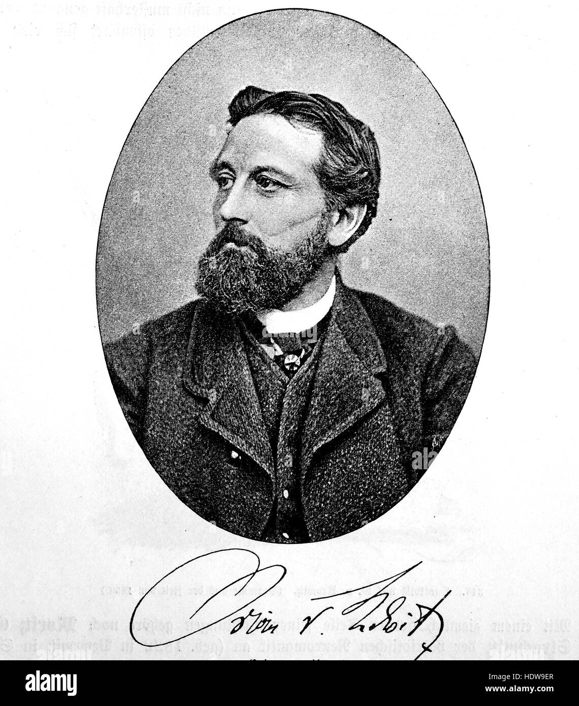 Oskar Freiherr von Redwitz 1823-1891, ein deutscher Dichter, Holzschnitt aus dem Jahr 1880 Stockfoto
