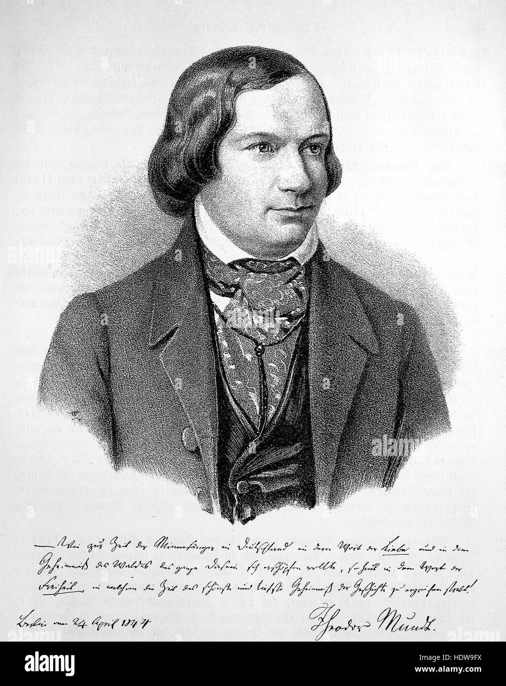 Theodor Mundt, 1808-1861, ein deutscher Kritiker und Schriftsteller, Holzschnitt aus dem Jahr 1880 Stockfoto