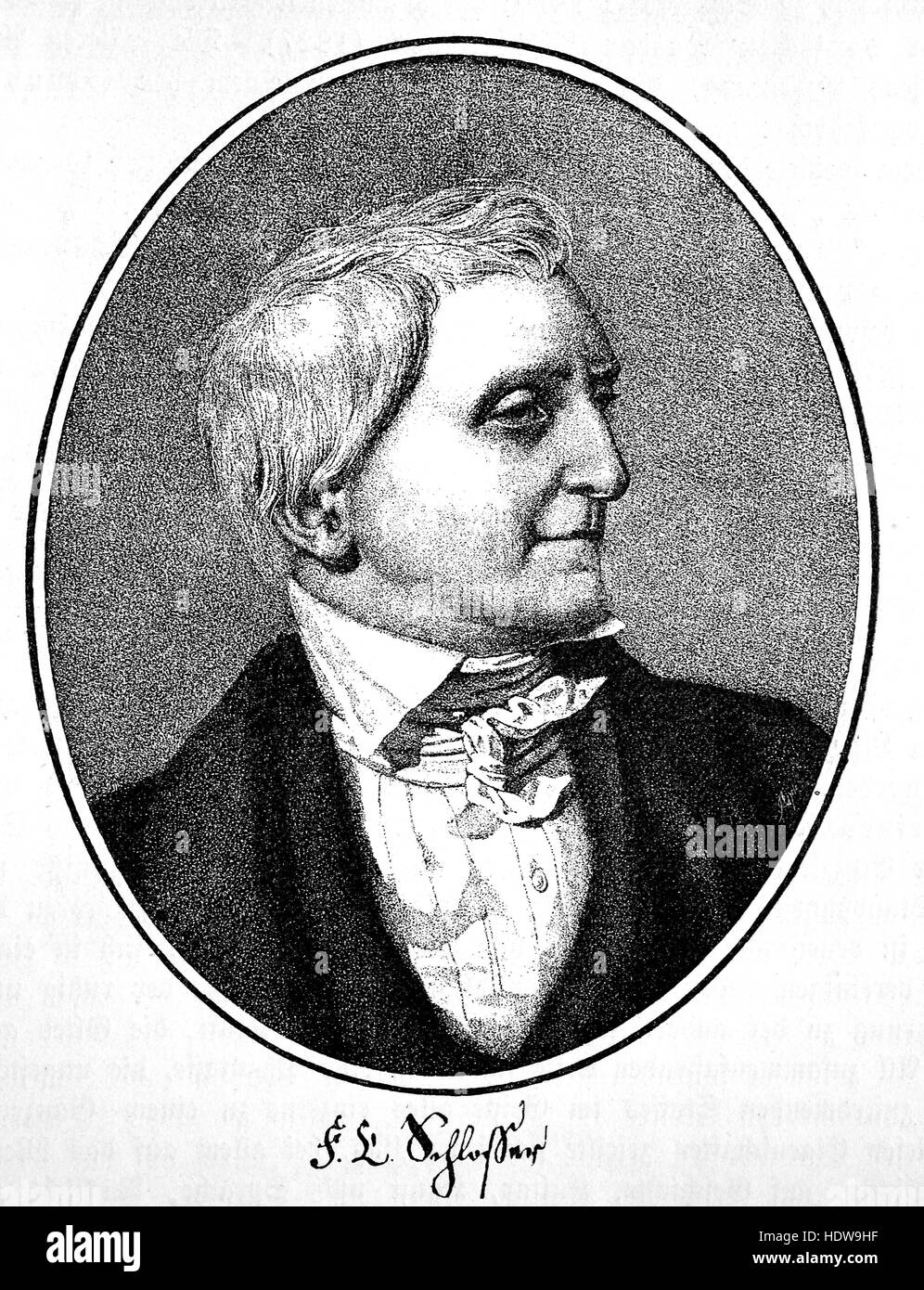 Friedrich Christoph Schlosser, war 1776-1861, ein deutscher Historiker, Holzschnitt aus dem Jahr 1880 Stockfoto