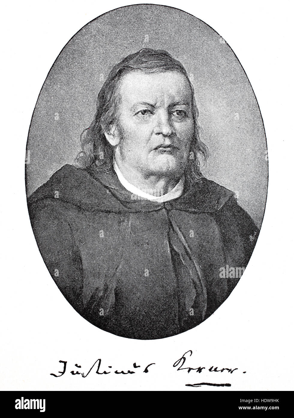 Justinus Andreas Christian Kerne, 1786-1862, deutscher Dichter, Arzt und medizinischer Schriftsteller, Holzschnitt aus dem Jahr 1880 zu üben Stockfoto
