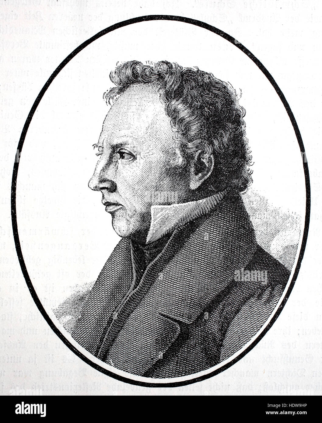 Johann Ludwig Uhland, 1787-1862, deutscher Dichter, Philologe und Literaturhistoriker, Holzschnitt aus dem Jahr 1880 Stockfoto
