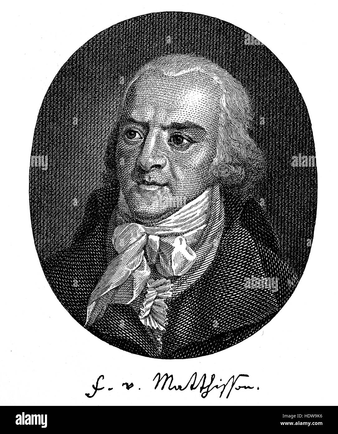 Friedrich von Matthisson, 1761-1831, deutscher Dichter, Holzschnitt aus dem Jahr 1880 Stockfoto